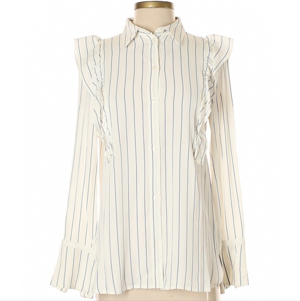 Club Monaco ruffle striped blouse